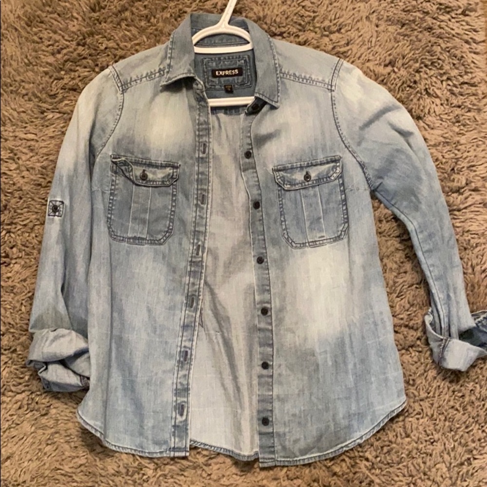 Express Button Done denim top